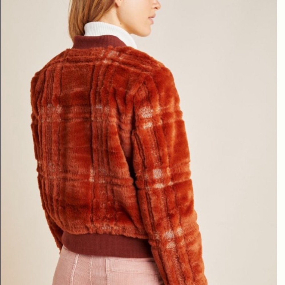 Anthropologie NWOT Plaid Teddy jacket Small - Picture 2 of 4